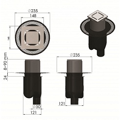 BERGES Wasserhaus Душевой трап Platz Keramik 150 093062 под плитку – фотография-3